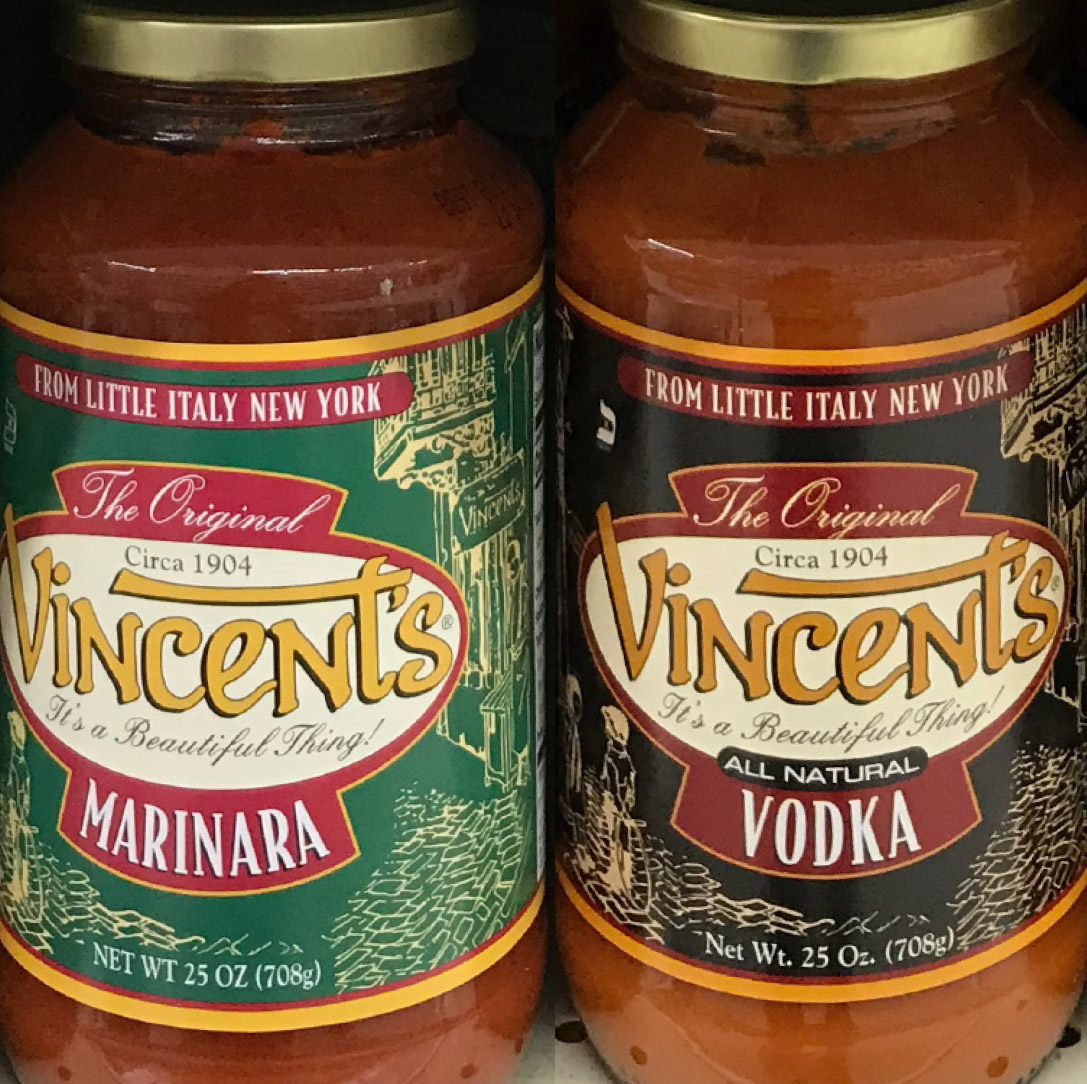 Marinara and Vodka Sauce label
